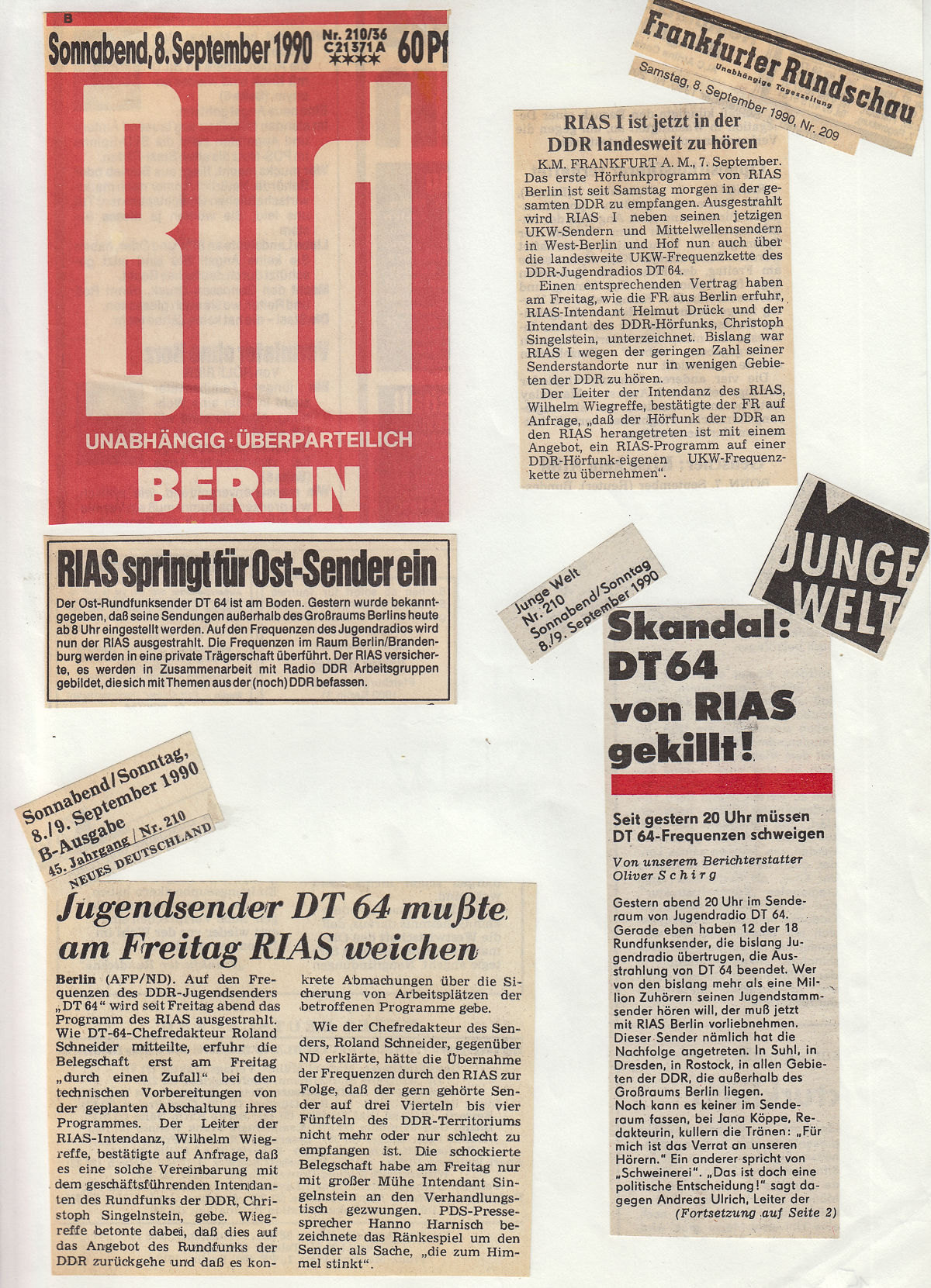 Tageszeitungen am Morgen danach (08.09.1990)